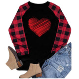 Valentine's Day T Shirt Heart Printing Cotton Women's Long Sleeve