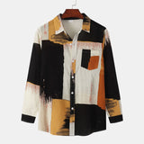 Camp Collar Shirt Beach Print Long Sleeve