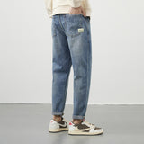 Men Jeans Elastic Straight Loose Blue Jeans