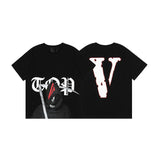 Vlone Printed Men'S Short Sleeve High Street Men'S And Women'S Couple Half Sleeve