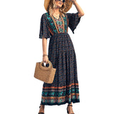 Gypsy Style Dresses Bohemian Beach Vacation Large Swing Dress