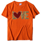 Valentine's Day T Shirt Large Size T-shirt Short Sleeve Leopard Print Love Red Plaid Heart Printing Spring and Summer