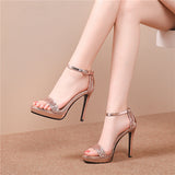 Nude Heels for Wedding Stiletto Sandals High Heels Women's Lace up Shoes