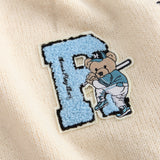 Men Sweater Cartoon Bear Paste Cloth Embroidery Sweater Men's Pullover