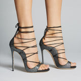 Nude Strappy Heels Summer Sandals Stiletto Heels