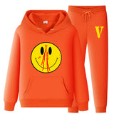 Vlone Hoodie & Pants 2 Piece Set Men'S Spring And Autumn Loose Pullover Sweatershirt