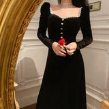 Long Sleeve Burgundy Dress Formal Autumn Winter Retro Heavy Industry Beads Dress Skirt