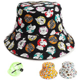 Bucket Hat Fishing Cap Cotton Print Fisherman Hat Cat and Mouse Cartoon Printed Sun Hat