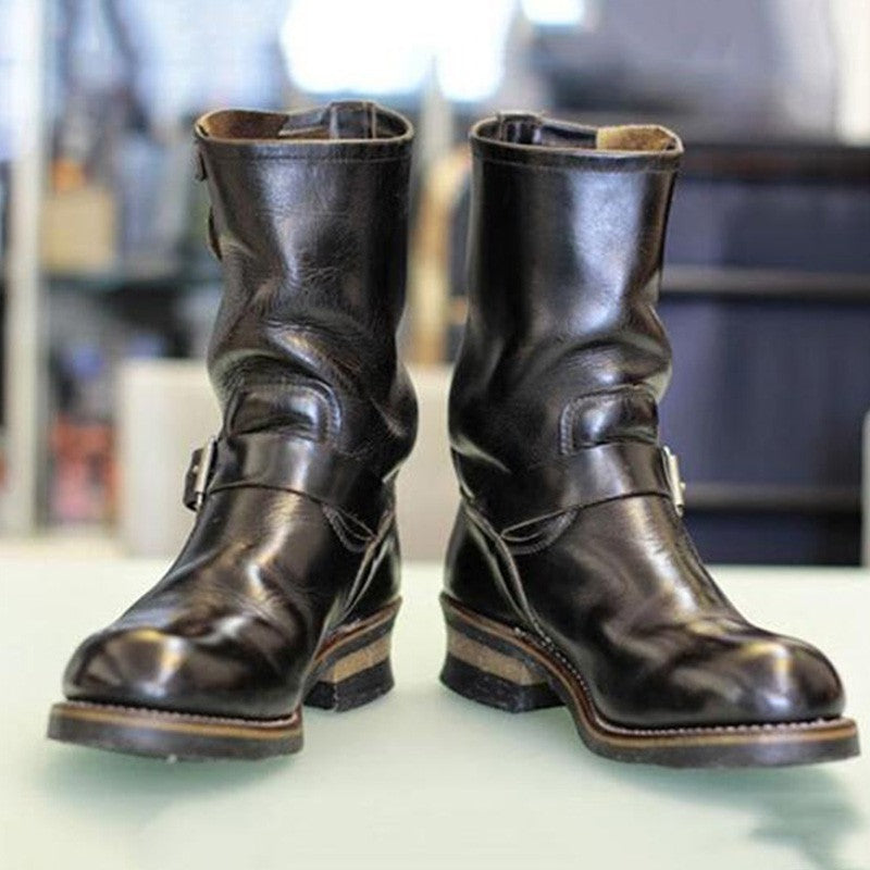 Justin Yellowstone Boots Autumn Zipper Solid Color Men'S Round Head Dr. Martens Boots