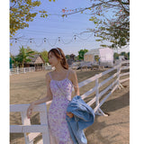 MIDI Mauve Cocktail Dress Fashionable Outer Wear Purple Suspender Dress for Women Summer