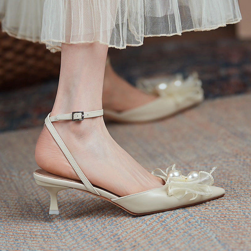 Low Heel Wedding Shoes French High Heels Women's Stiletto Heel Roman Shoes