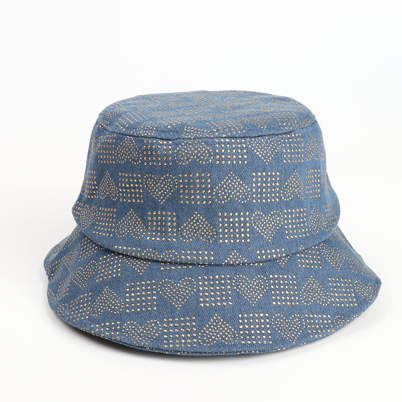 Bucket Hat Fishing Cap Cotton Print Fisherman Hat Vintage Denim Fashion Casual Sun-Proof Hat