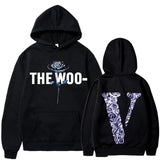 Pop Smoke Hoodies Rose Print Loose Hooded Fleece Padded Coat
