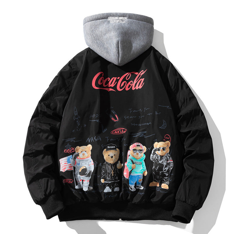 Varsity Jacket Men'S Jacket Autumn And Winter Hooded Cotton Jacket