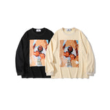 Man Fall Outfits Autumn and Winter Cartoon Three-Dimensional Printed Long Sleeve round Neck T-shirt