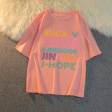 BTS Proof T Shirt Short Sleeve Korean T-shirt Bullet-Proof Youth League Member Name Peripheral Support Song-Promotion Costume Same Style Short-Sleeved T-shirt
