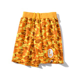 Bathing Ape Shorts Orange Camouflage Cotton Shorts Men Teenagers Student Cropped Shorts