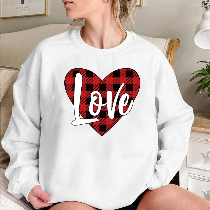 Valentine's Day T Shirt Sweater Love Heart Printing Fleece-Lined Sweater