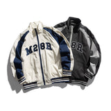 Man Fall Outfis Autumn Street Hip-Hop Contrast Color Stand-up Collar Jacket Boys Letter Embroidered Coat