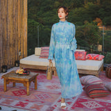 Coachella Music Festival Outfits Dress Printed Sea Vacation Long Dress Vintage Long Sleeve