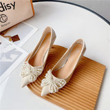Low Heel Wedding Shoes Women's Stiletto Heel Bridesmaid Shoes French Style Wedding Shoes