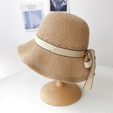 Women Bucket Hat Bowknot Wavy Edge Bucket Hat