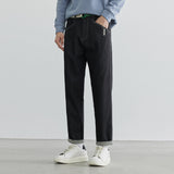 Men Jeans Stretch Black Tapered Jeans Casual