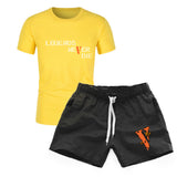 Vlone T Shirts & Shorts 2 Piece Set Men'S Sports Round Neck T-Shirt Shorts Set