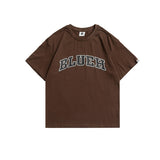 Men T Shitrs Solid Color Letter Print Round Neck Loose