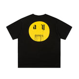 Askyurself T Shirt Sanskrit Letter Smiley Face Printing Loose Couple VTG