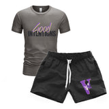 Vlone T Shirts & Shorts 2 Piece Set Men'S Short Sleeve Sports Beach