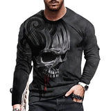Skull Apparel Skull 3D Digital Printed round Neck Long Sleeve