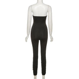 Summer New Fashion Women's Clothing Solid Color Sexy Bandeau Tight Sports Jumpsuit for Women