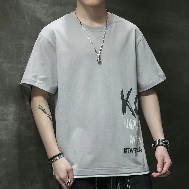 Men T-Shirts Loose Round Neck Half Sleeve