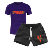 Vlone T Shirts & Shorts 2 Piece Set Printed Men'S Sports Printed Round Neck T-Shirt