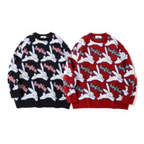 Men Sweater Cartoon Rabbit Brocade Sweater Men's Pullover Long Sleeve