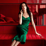 Emerald Green Dress Dark Green Halter Spaghetti Straps Dress
