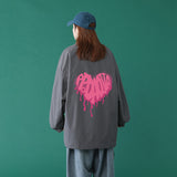 Valentine's Day Jacket Autumn Blue Background Heart Shape Printed plus Size Casual Men's Jacket