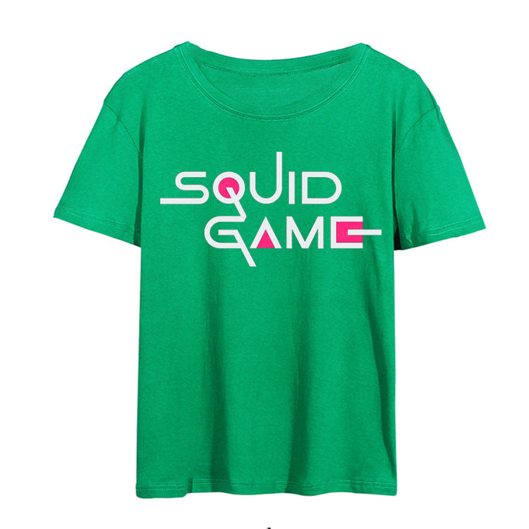 Squid Game Costume Pattern Printed Men's and Women's Loose round Neck Short Sleeve T-shirt