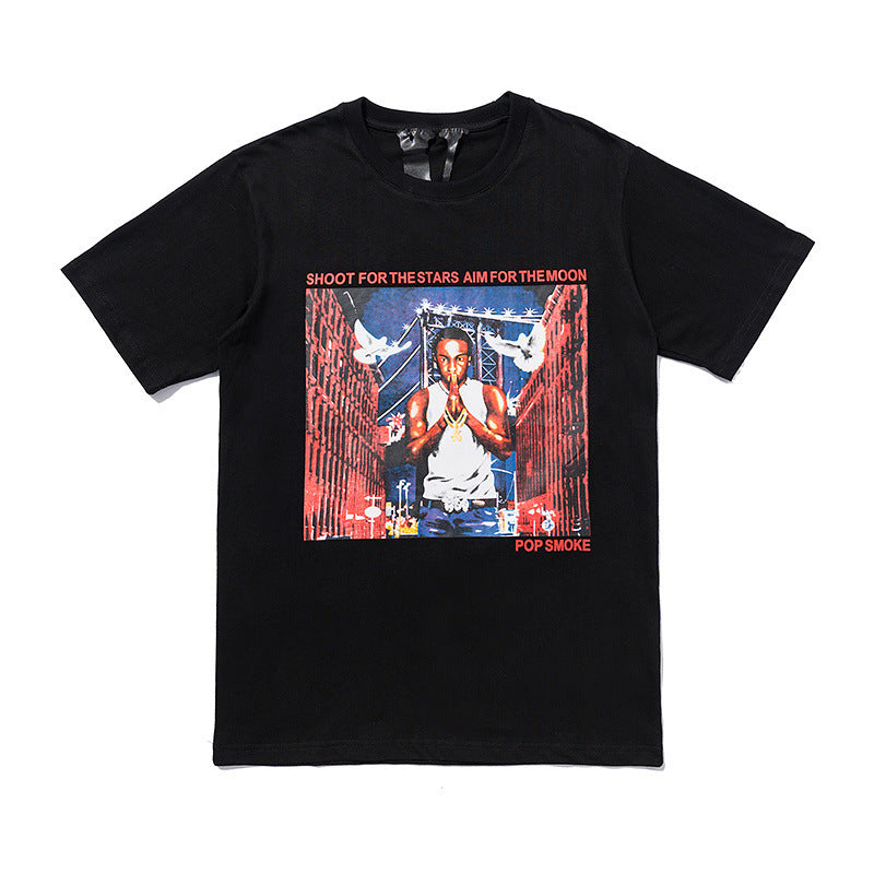 Vlone T Shirt Summer Large V Short Sleeve T-Shirt Hip Hop Half Sleeve