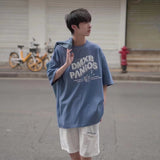 Men T-Shirts Letter Printed round Neck Short