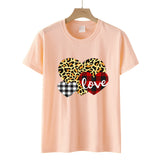 Valentine's Day T Shirt Men's and Women's Heart Printing Pullover Cotton Short Sleeve Women's T-shirt