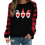 Valentine's Day T Shirt Long Sleeve Plaid Sleeve Valentine's Day Heart Printing T-shirt