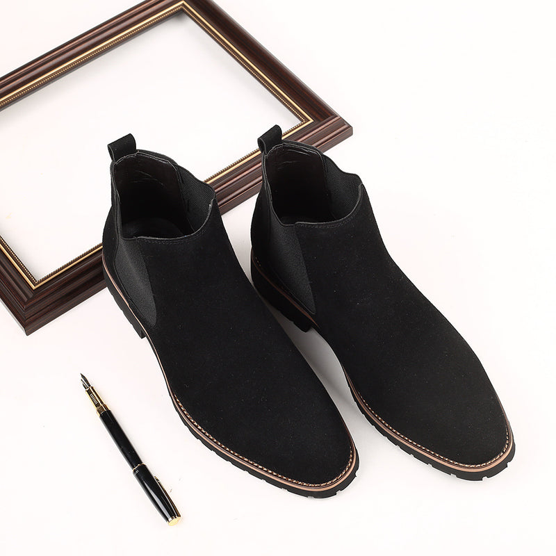Western Shoes Men's round Toe Leather Boots Fashion Casual Large Size Men's Boots Shoes