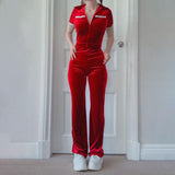 Fall Women's Clothing Fashion Velvet High Waist Hip Lift Tight Straight Casual One-Piece Trousers for Women