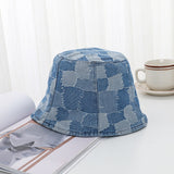 Vintage Check Bucket Hat Cowboy Hat Sunshade Short Brim