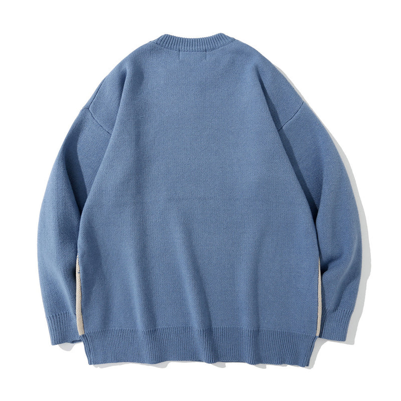 Men Sweater Cartoon Jacquard Sweater Men's Fashion Brand round Neck Sweater Pullover
