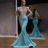 Long Homecoming Dresses Blue Fishtail Dress Banquet Evening Dress for Women