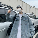 Men Denim Jackets Denim Jacket Coat Men's Spring All-Matching Lapel Cardigan