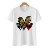 Valentine 'S Day T Shirts Couples Leopard Print Heart Printing Loose Pullover Women